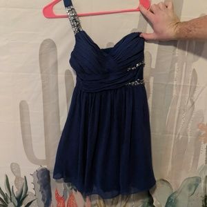 Royal Blue, One Shoulder, Mini Dress